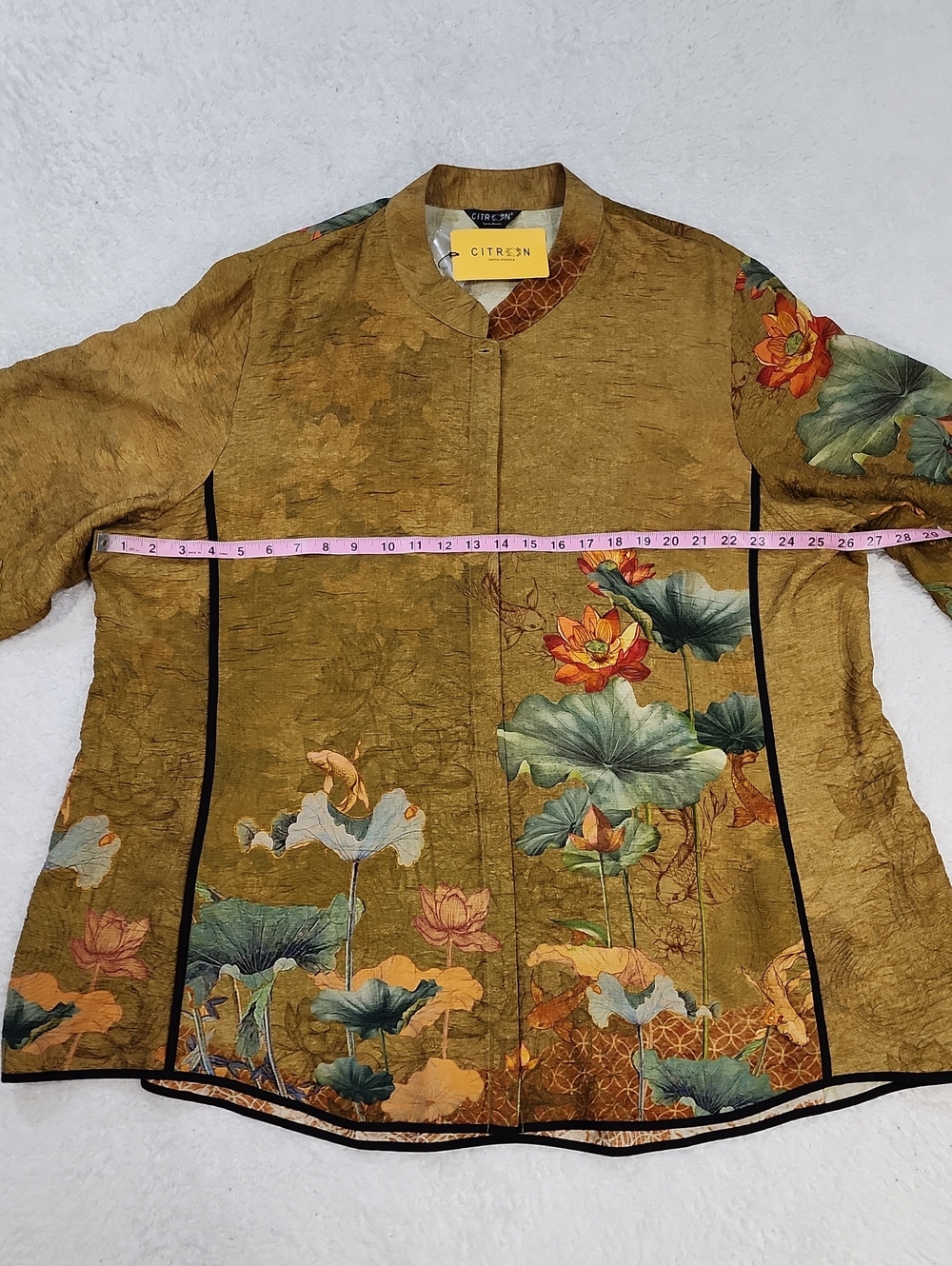 Citron Santa Monica Silk Blend Lotus Paradise Button Down Blouse New With Tags - Picture 3 of 11